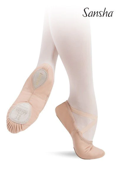 Sansha: Ballet Shoe, Split-Sole Leather, Entrechat (#8L) White- SALE