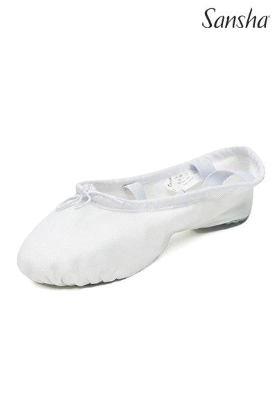 Sansha: Ballet Shoe, Split-Sole Leather, Entrechat (#8L) White- SALE