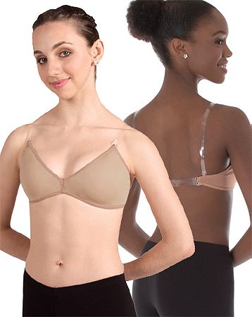 Body Wrappers Padded Bandeau Bra with Adjustable Straps and Clear